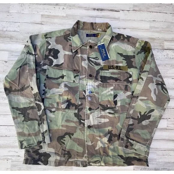 Polo Ralph Lauren Camo Military Over Shirt USRL Jacket Camouflage Size XL NWT - Picture 1 of 6